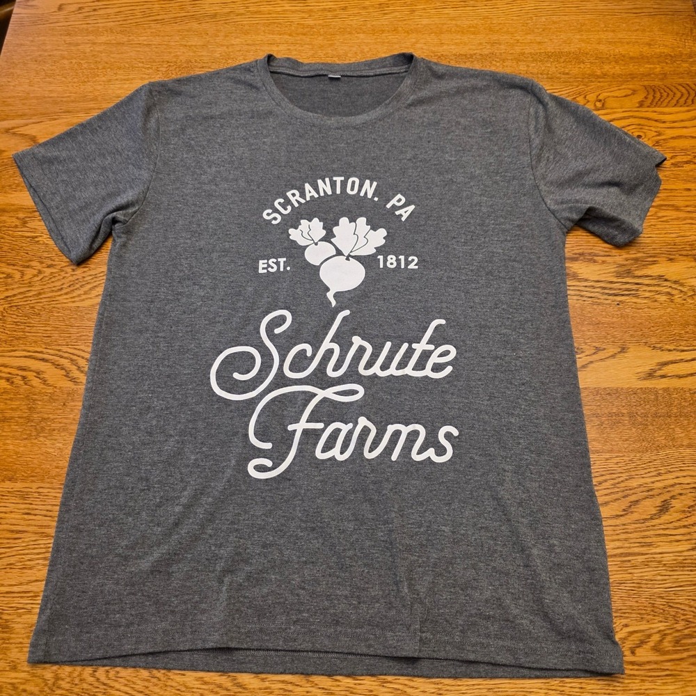 Schrute Farms Scranton The Office Tee Shirt Womens M Charcoal Gray Short Sleeve